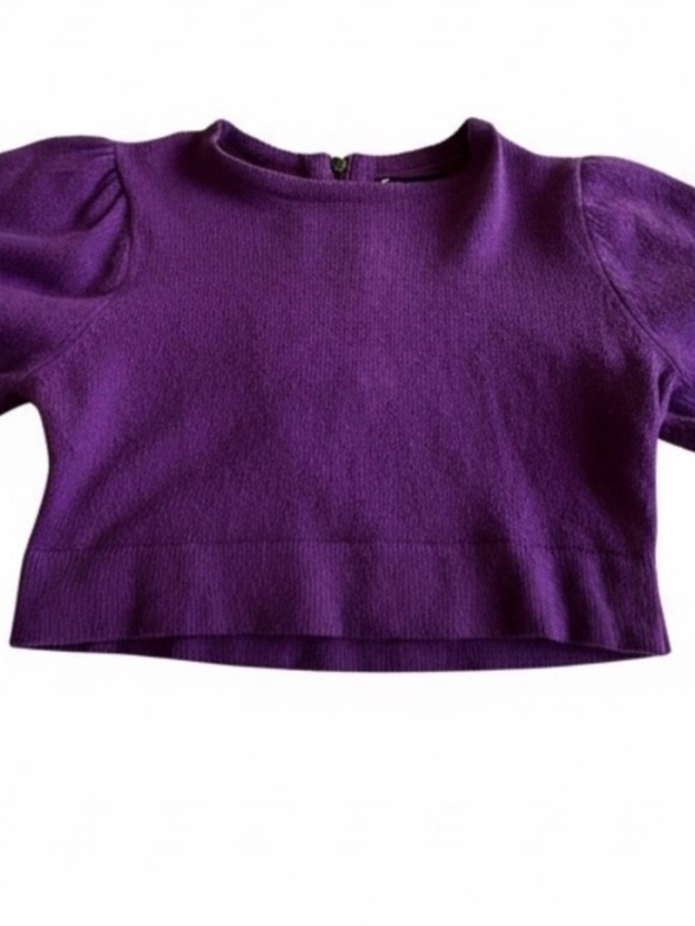 Forever 21 Purple Puff-Sleeve Cropped Knit Top - M